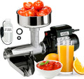 Reber Presse-aliments, 500 W, 340 kg, Argenté, Presse-Tomates Électrique N.5 pour Coulis et Conserves, confitures et jus de fruits