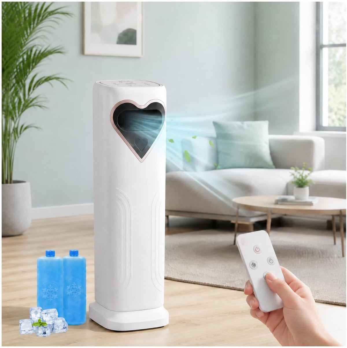 PINCHU rafraîchisseur d'air, 3.5 L, Blanc, Ventilateur Colonne Froid et Chaud, Climatiseur sans Évacuation avec Réservoir