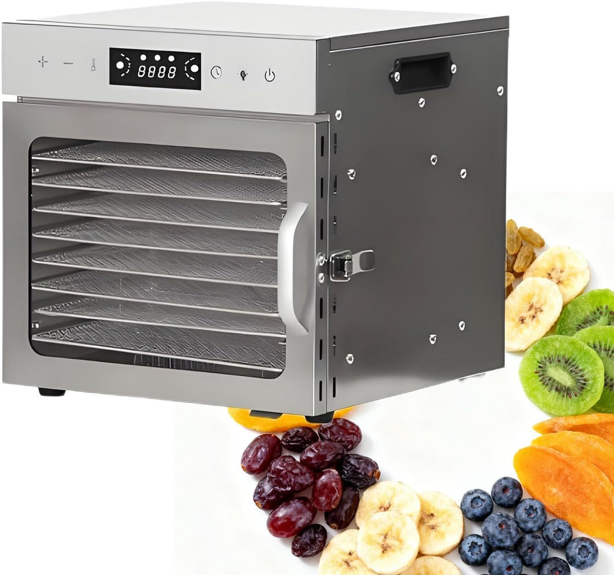WTRYRN déshydrateur alimentaire, Argenté, Déshydrateur en Acier Inoxydable pour Fruits, contrôle de la température