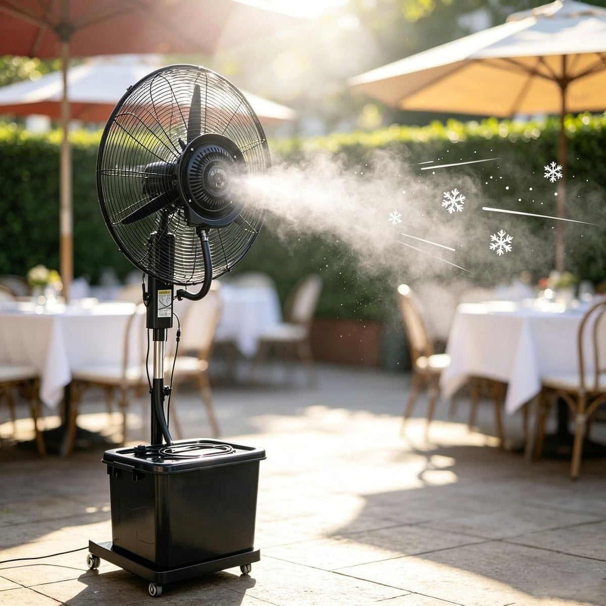 Lsoiup climatiseur portable, 260 W, 220 V ~ 50/60Hz, 55 dB (min) – 70 dB (max), 42 L, 200 cm, Blanc, Ventilateur Brumisateur sur Pied avec Eau