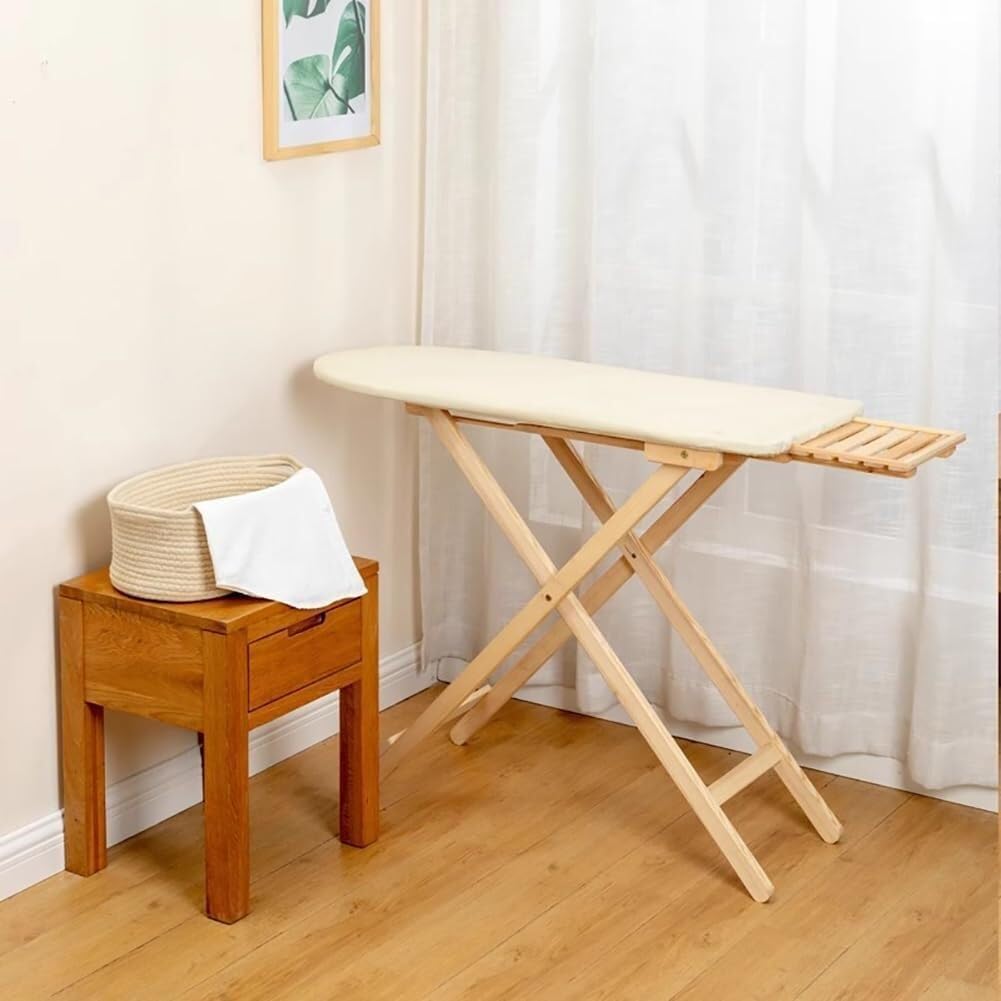 Table centrale vapeur, 120*40*80-90 cm, blanc cassé, marron, a Repasser pour ，Planche À Repasser Professionnelle En Bois