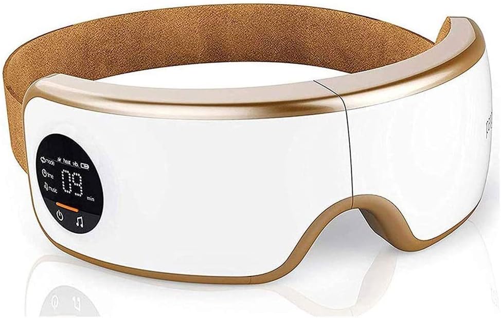 LIIAV appareil de massage, Noir, Masseur aux yeux électriques avec chaleur, compression d'air, musique Bluetooth