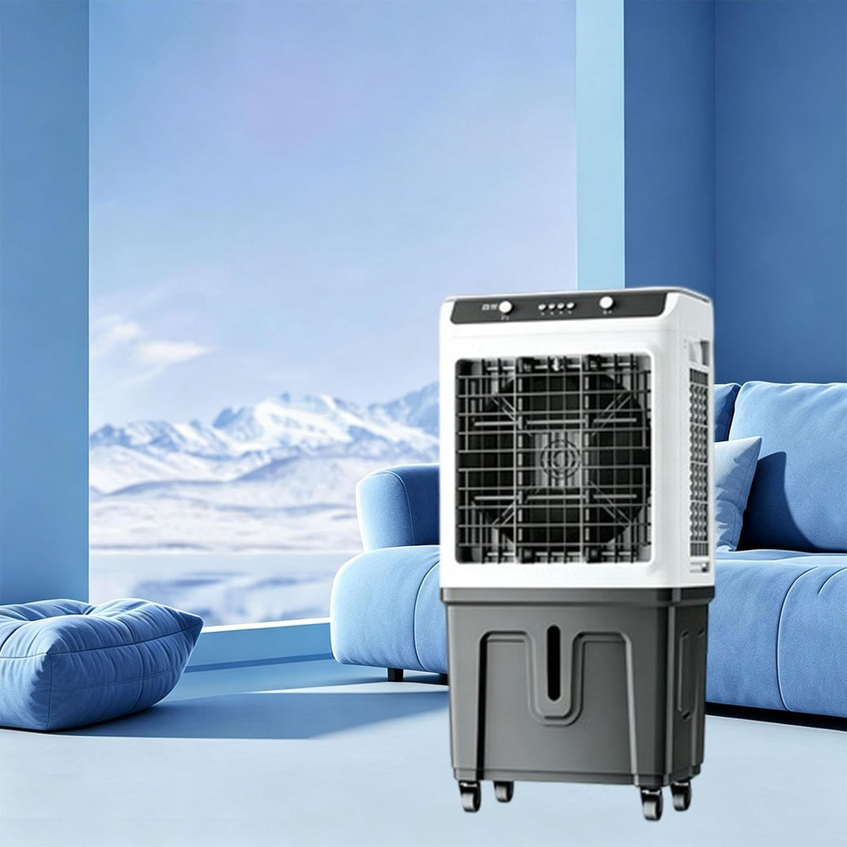 DAJIAYIQI rafraîchisseur d'air, 92 cm, Blanc, par évaporation brumisateur d'extérieur à 3 vitesses, le rafraîchissement(B
