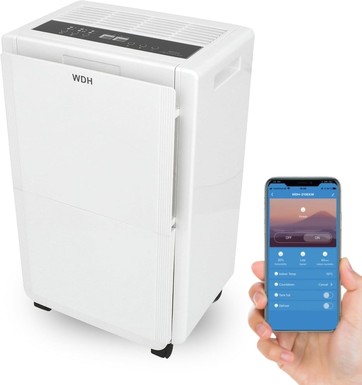 WDH déshumidificateur, 40 L, 80 m, Blanc, Aktobis -930EEW d'air professionel, jusq'a /j Wifi, jusqu'a ², électrique