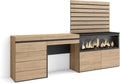 Skraut Home cheminée électrique, 107 cm., 34 W., 234x145x35 cm, Marron, Coiffeuse, Table Maquillage, Rangement