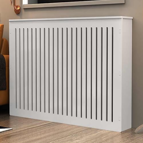 armoire Étagère, Gris, de meuble de couverture de radiateur, d' de chauffage à lattes verticales, couverture avant de chauffage de plinthe