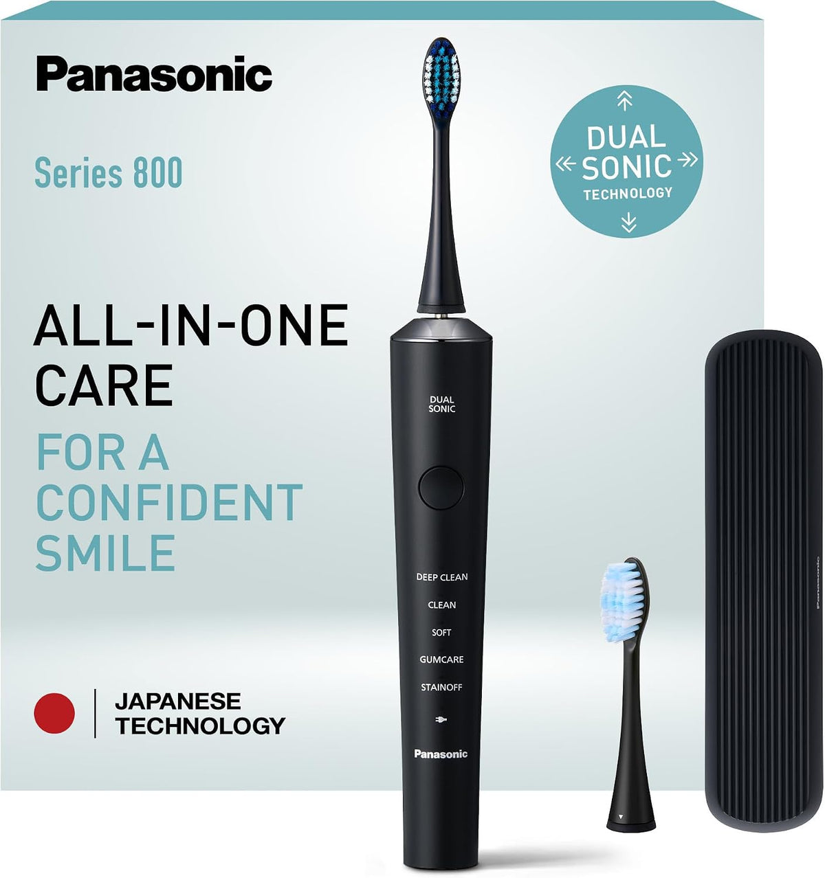 Panasonic Soniques, Noir, EW-DC75 Brosse à Dents Sonique, Double Technologie Sonique