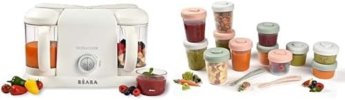 Béaba blender, Noir, Babycook Duo Robot Bébé 4 en 1 Mixeur-Cuiseur, Pots empilables et emboîtables, 100% hermétique