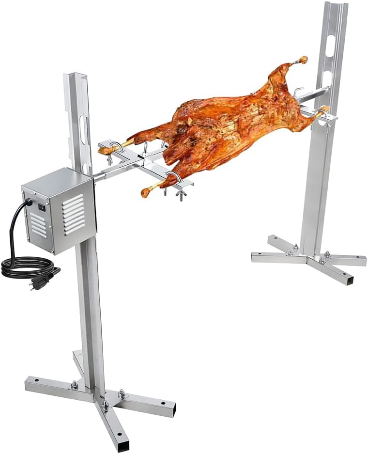 hzexun rôtissoire, 220 V, 100 kg, Argenté, Rotisserie et Gril de Barbecue pour cochons de Lait, Tourner jusqu'à de Porc