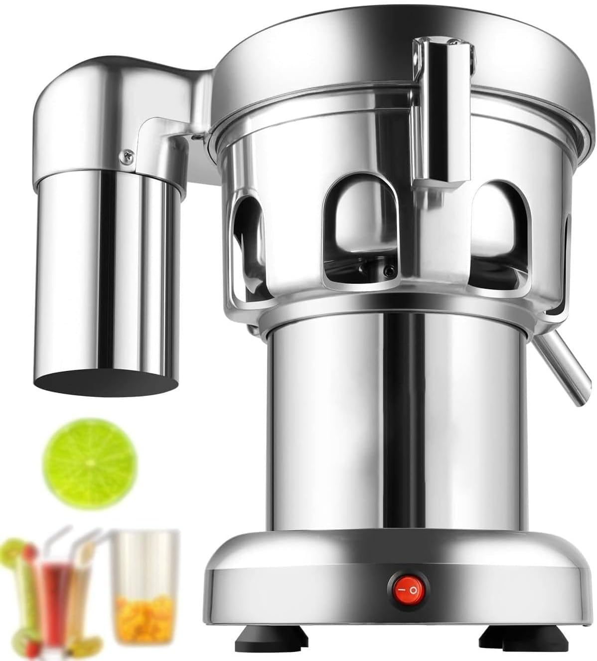 WYBYYDS presse-agrumes, 370 W, 220 V/110 V., 370 W, 2800 TR/Min, 100 kg, couleur acier, Extracteur de jus Professionnel