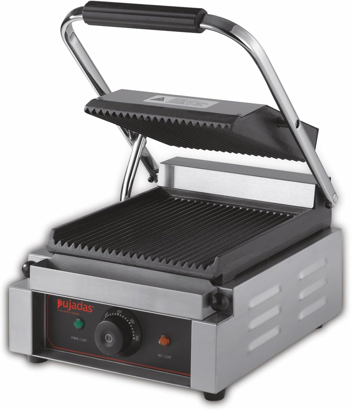 Pujadas Grills électriques, 1800 W, 230 volts, 220 x 230 mm, 290x310x210 mm, Métal, Grill Panini Plaques en Fonte Rainurées - - Acier inoxydable