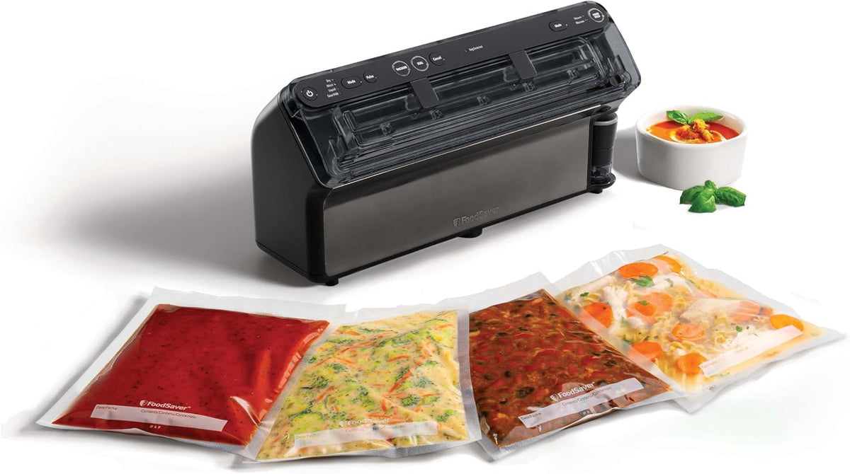 FoodSaver Appareils de mise sous vide, 28 cm, 2,43 m, 0,94 l, 3,78 l, Noir, Scelleuse Elite Tout-en-un Liquide+