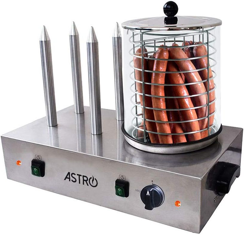 Astro Appareils à hot dog, 2 x 300, 200 mm, Noir, Machine à Hot Dog Professionnelle - 4 Plots - W - Cylindre Ø