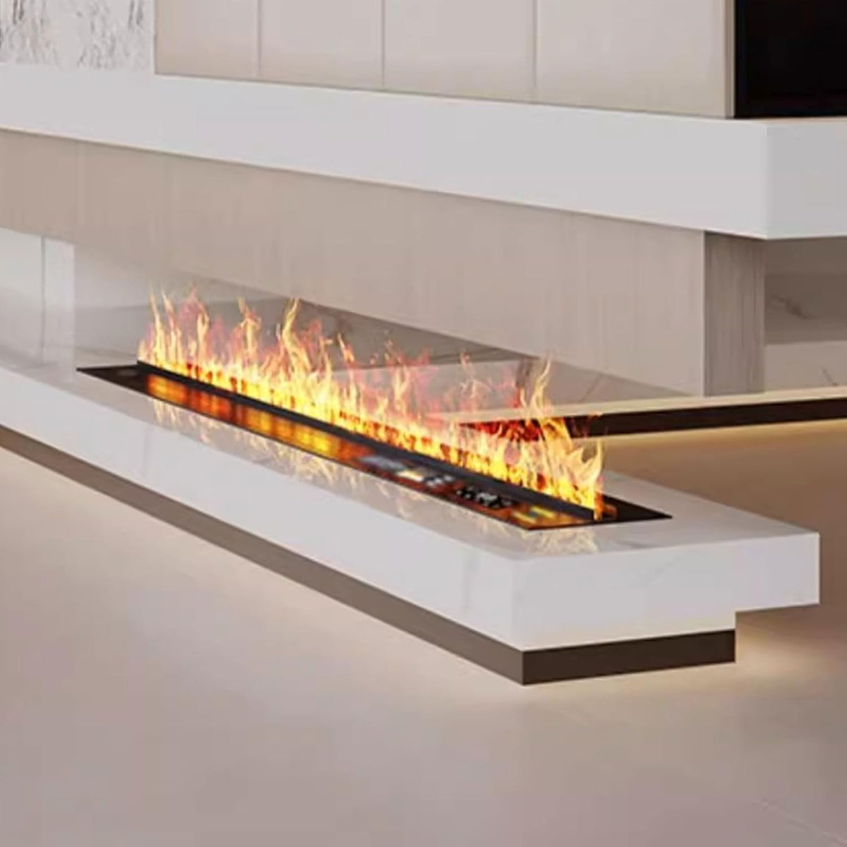 ZHNANDAMAI Cheminées électriques, 3 mm, acier inoxydable 304, Noir, Cheminée Electrique Encastrée 3D, Cheminée À Vapeur avec Effet Flamme Réaliste