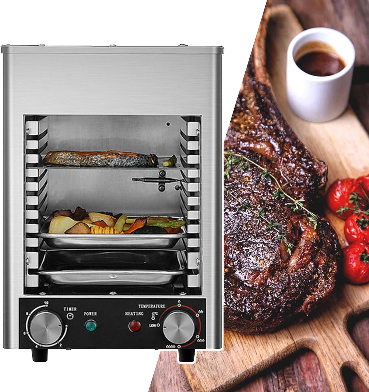 HCAUYNN rôtissoire, 220 V, Noir, éLectrique Automatique, Machine à RôTir Commerciale pour Poulet, Grande Capacité