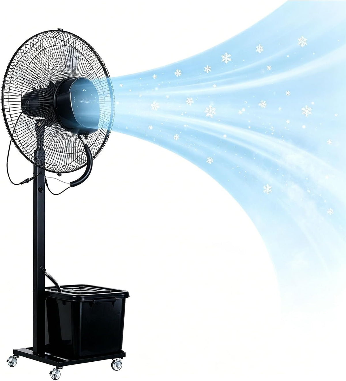 Lsoiup rafraîchisseur d'air, 260 W, 220 V ~ 50/60Hz, 55 dB (min) – 70 dB (max), 42 L, 200 cm, Blanc, Ventilateur Brumisateur à Eau