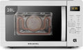 Grunkel Micro-ondes multifonctions, 28 litres, 900 W, 1200 W, 2200 W, Noir/Argenté, micro-ondes, airfryer et four avec 5 niveaux de puissance