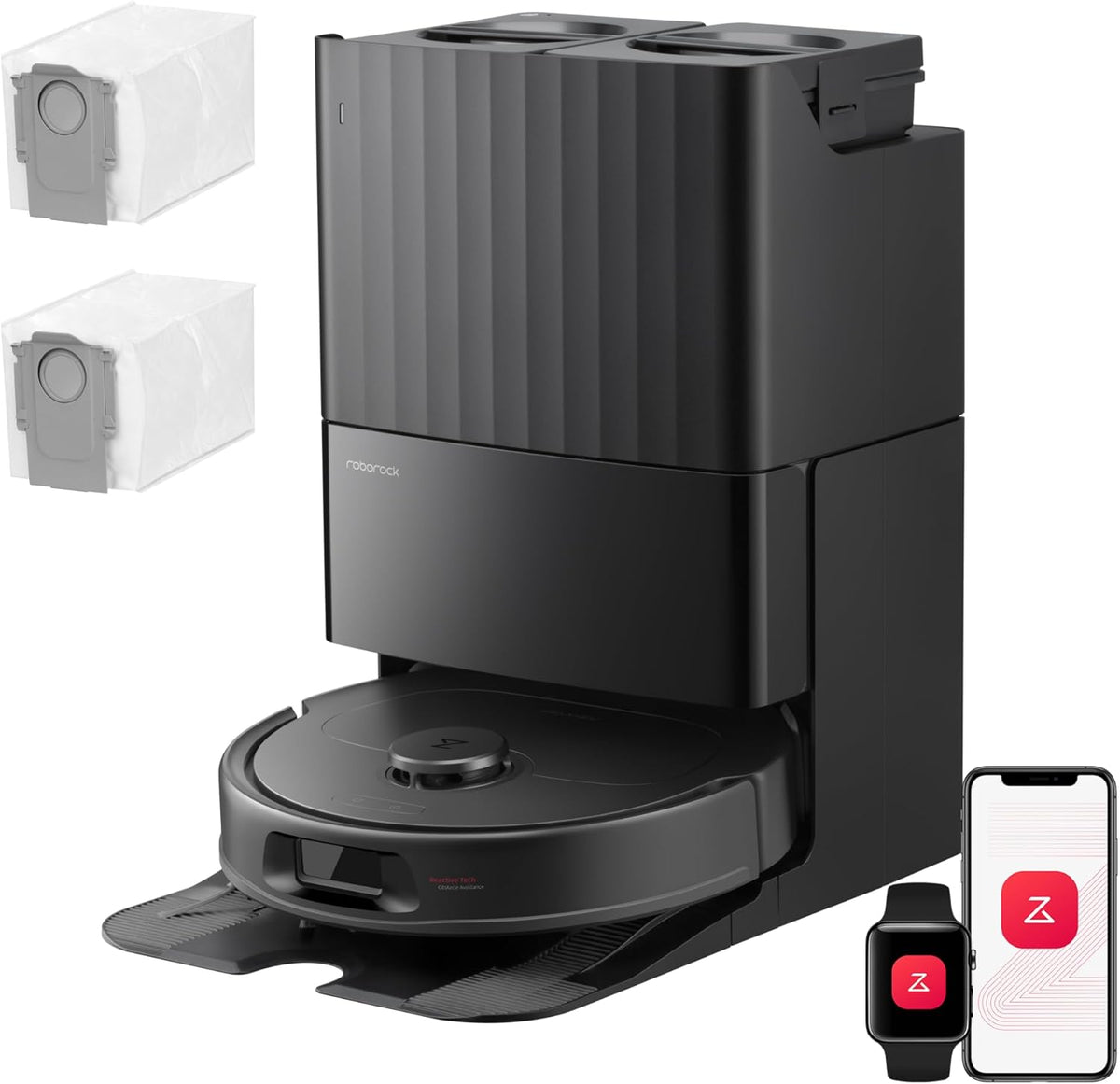 roborock robot aspirateur, Noir, Qrevo S Pro Set Laveur, Anti-enchevêtrements, 45°C Séchage à l'air Chaud