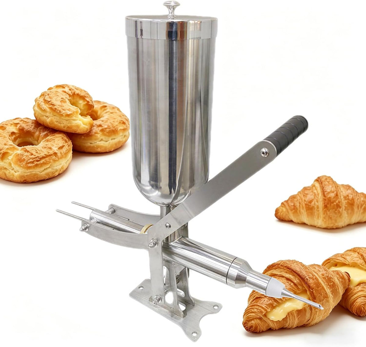 Machine Machines à donuts, 5 L, Noir, manuelle de remplissage de beignets, injecteur de gelée de beignets avec 3-4 buses pour crème et confiture