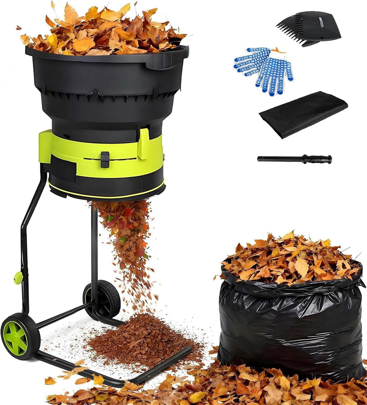 ALSUP broyeur, 2 500 W, 8000 RPM, Noir, Grinder Électrique Jardin, Électrique Compost, Feuilles Mortes, 17:1 Pulvérisation
