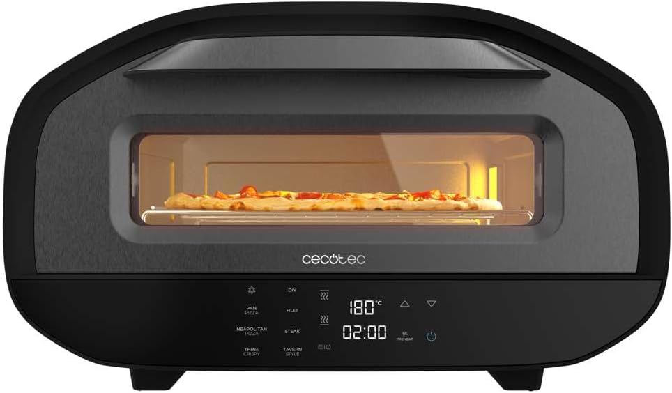 Cecotec four à pizza, 1700 W, 12 Litres, Argenté, Electrique Pizza&Co Tifosi avec Fenêtre, Contrôle digital