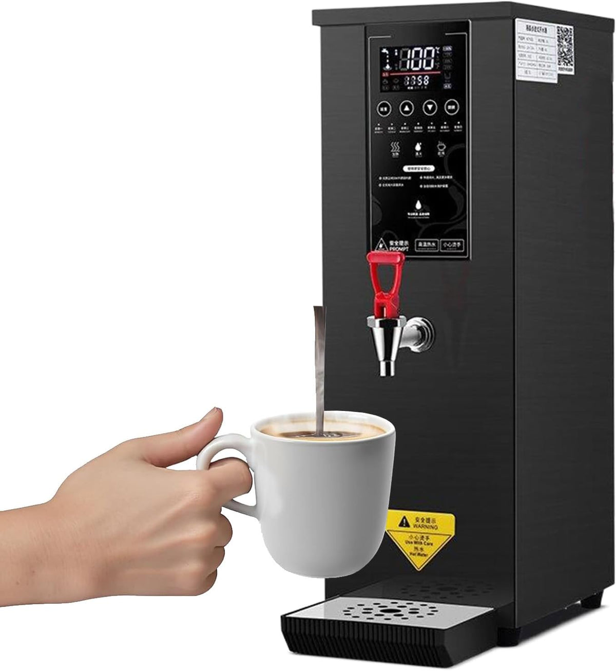 ZEEKYFOR distributeur d'eau chaude, 3000 W, Noir, Commercial, comptoir, bac d'égouttage, écran Tactile LCD