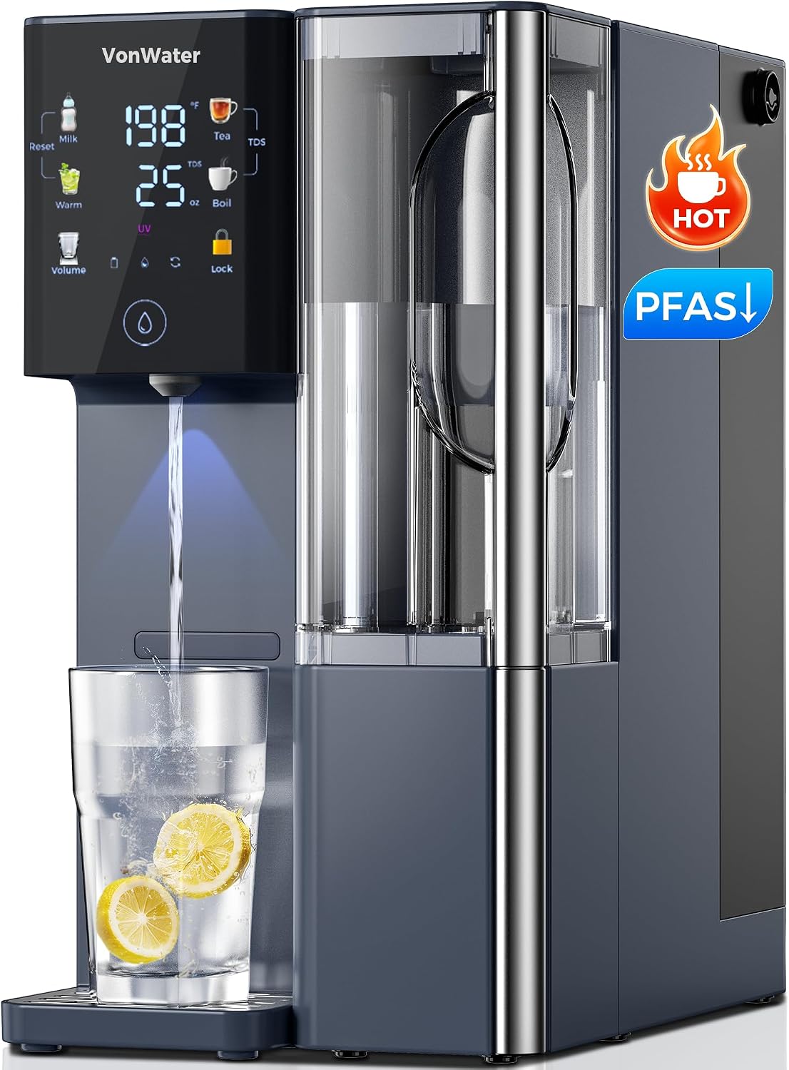 VonWater Purificateurs d'eau, Blanc, CT910H Filtre à eau à osmose inverse, système de filtration d'eau chaude instantanée 3S