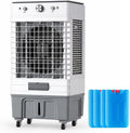 Cxlly rafraîchisseur d'air, 500 mm x 370 mm x 1100 mm, 45 L, 2000 m, Blanc, Industriel, Climatiseur Évaporatif avec Double Réservoir