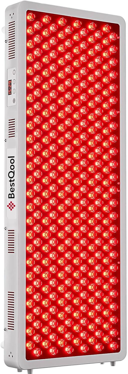 Bestqool Thérapie par infrarouge, 500 W, Rouge, appareil à lumière, lampe à lumière à large surface avec 4 longueurs d'onde