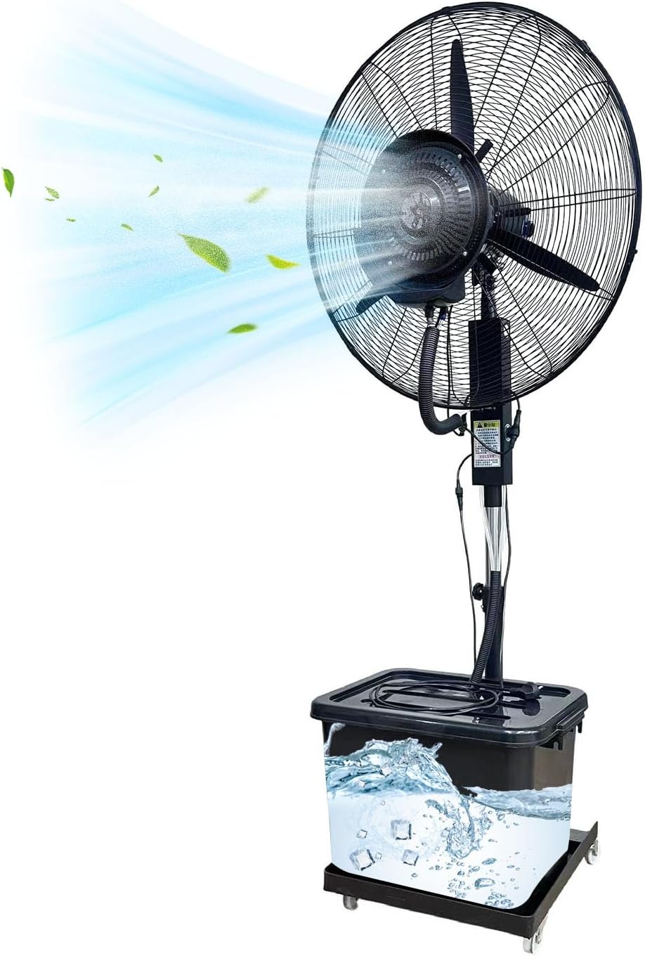 Romyqpipy ventilateur sur pied, 42 L, Blanc, Ventilateur Brumisateur Sur Pied avec RéServoir De et Roues, 3 Vitesses