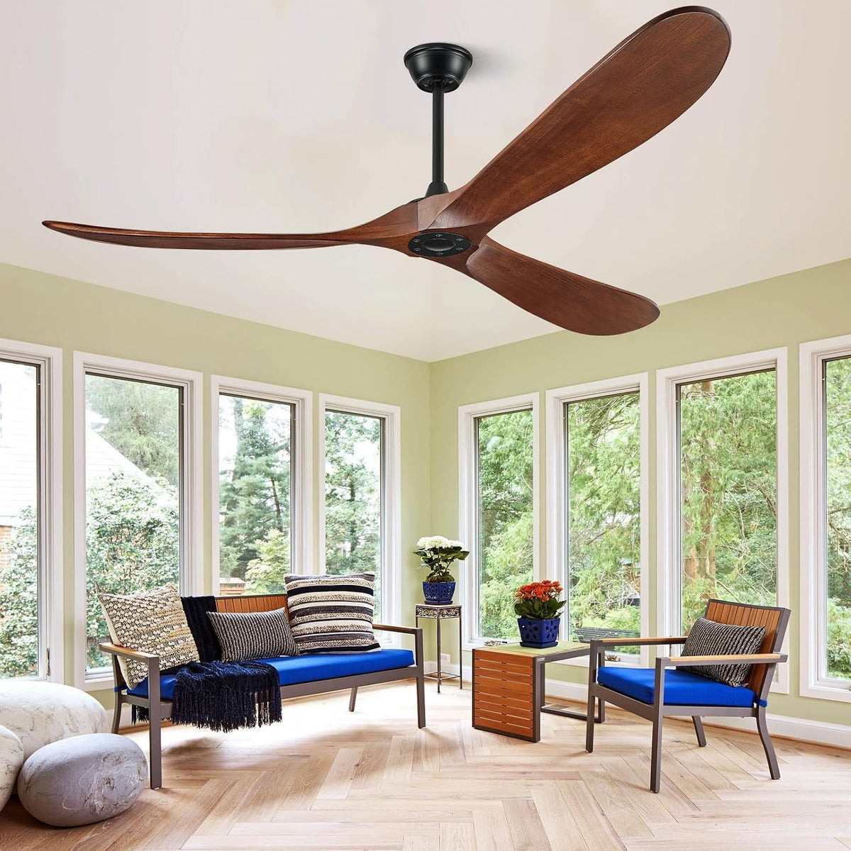 BOOSANT Ventilateurs de plafond, 152 cm, Blanc, Ventilateur de plafond de sans lumière, d'extérieur pour patios sans lumières