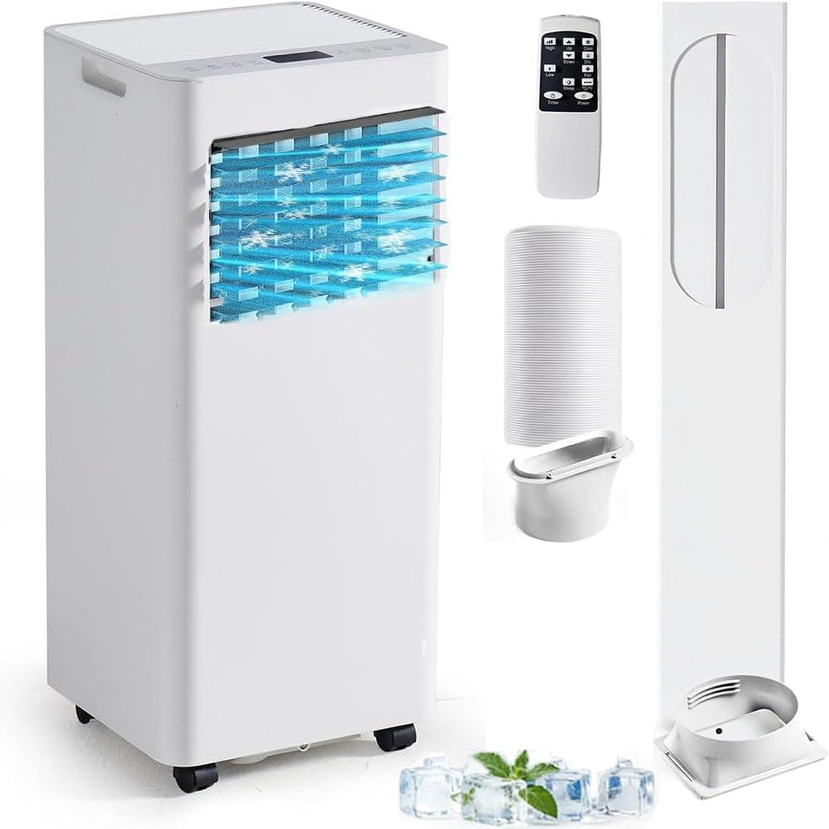 climatiseur portable ZYANBIN, 9000 BTU, Noir, Climatiseur Mobile, 3-en-1 Rafraîchisseur d'air avec Déshumidificateur et Ventilateur