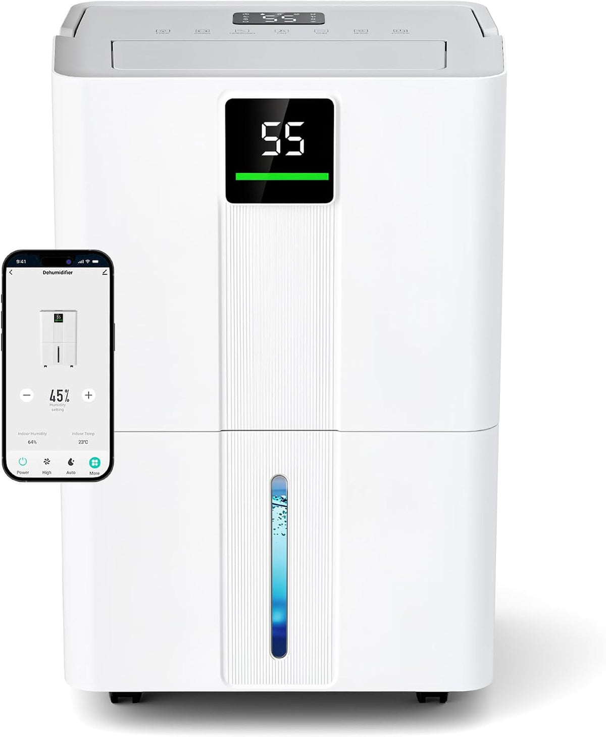 JUMMICO déshumidificateur, 30 L, 5,5 L, Blanc, /Jour avec WiFi intelligent et minuterie, Réservoir, 2 vitesses