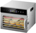 Efficieran déshydrateur alimentaire, 800w, Acier inoxydable, Argenté, 6-18 Plateaux Inox, Contrôle Numérique