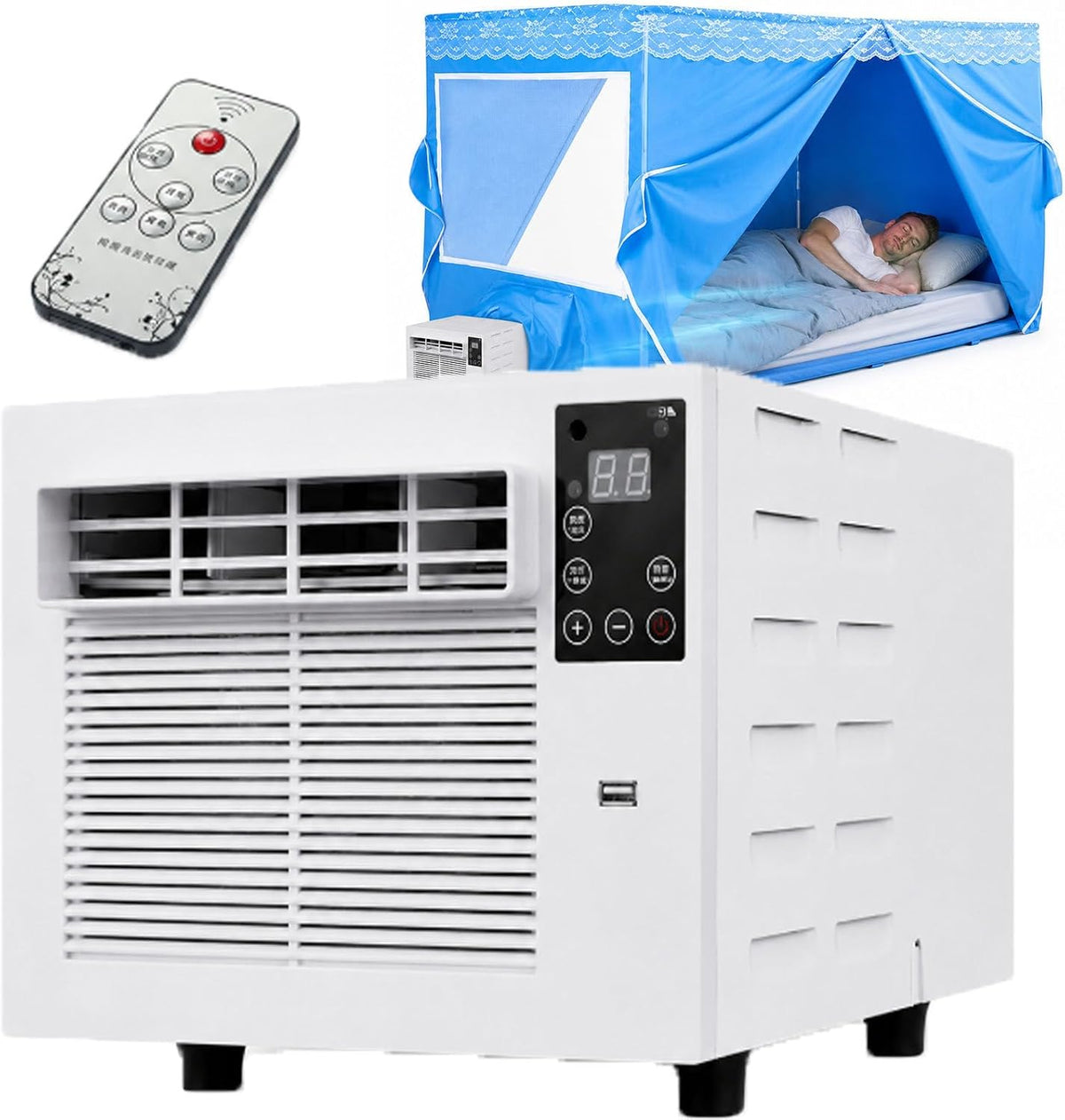 smafoseedding climatiseur portable, 460 x 285 x 230 mm, 280 W, 45 dB, 1876 Btu, Blanc, pour Tente avec Minuterie Et Télécommande