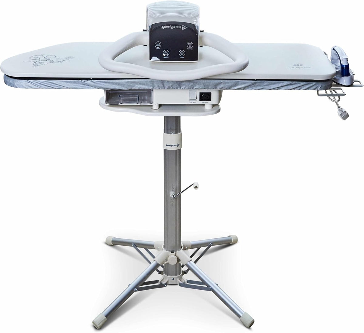 Speedypress presse à repasser, 101 cm, Blanc, à Vapeur 101HD- avec Support (+ Fer à Repasser, Filtre à Eau Anticalcaire