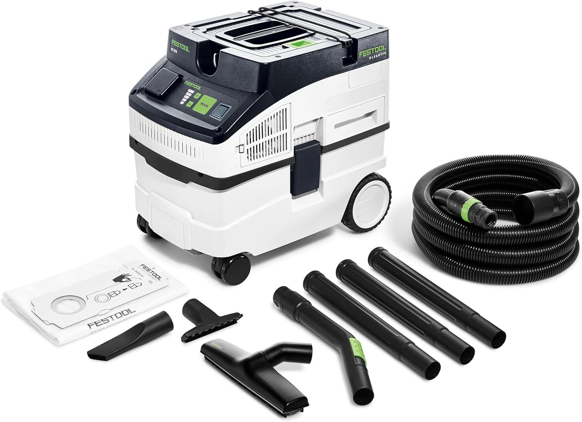 Festool aspirateur eau et poussière, 15 L, 1200 W, Noir, Aspirateur CT 15-Set CLEANTEC 578450 - Cuve, Aspirateur chantier mobile 350