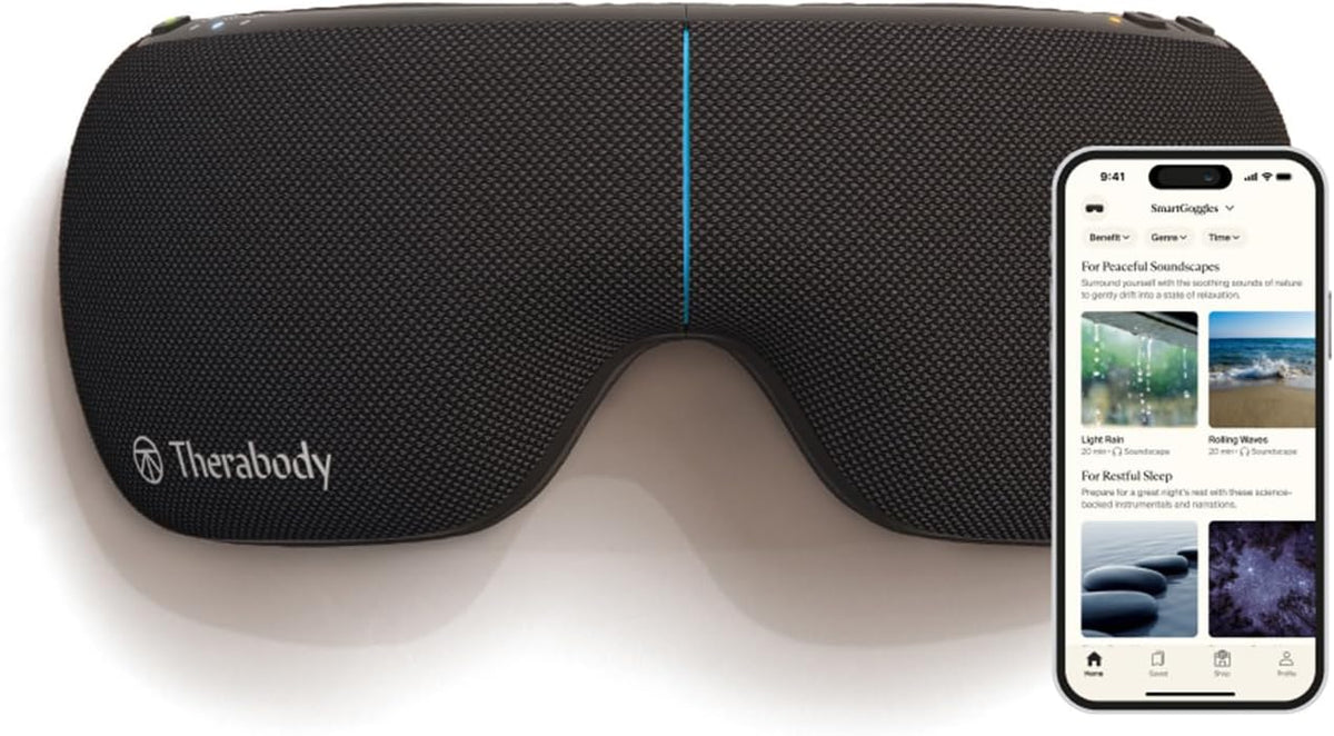 Therabody Masques de sommeil, Noir, SmartGoggles 2.0 Masque Chauffant Pour Les Yeux