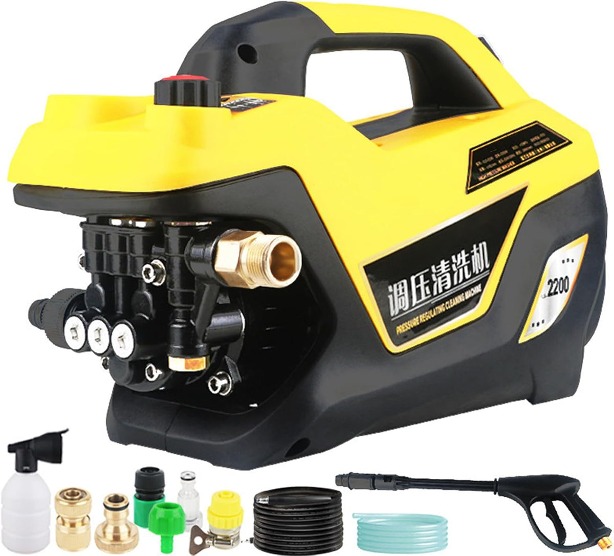 GOURIXIN nettoyeur haute pression, 10 m, Jaune, Professionnel Electrique Laveur Nettoyage au Jet Portable, Jardin et Voiture Yellow