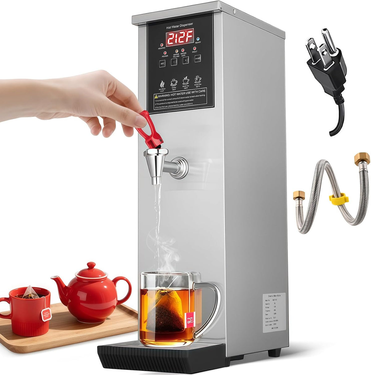 CAZACHEF distributeur d'eau chaude, 1500 W, Argenté, restaurant