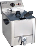 Astro Friteuses, 8 L, 3300 W, Argenté, Friteuse Professionnelle Électrique - - Robinet de Vidange - Acier Inox