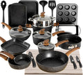 Kitchen Academy batterie de cuisine, Noir, Ensemble de 30 pièces Casseroles et Poêles
