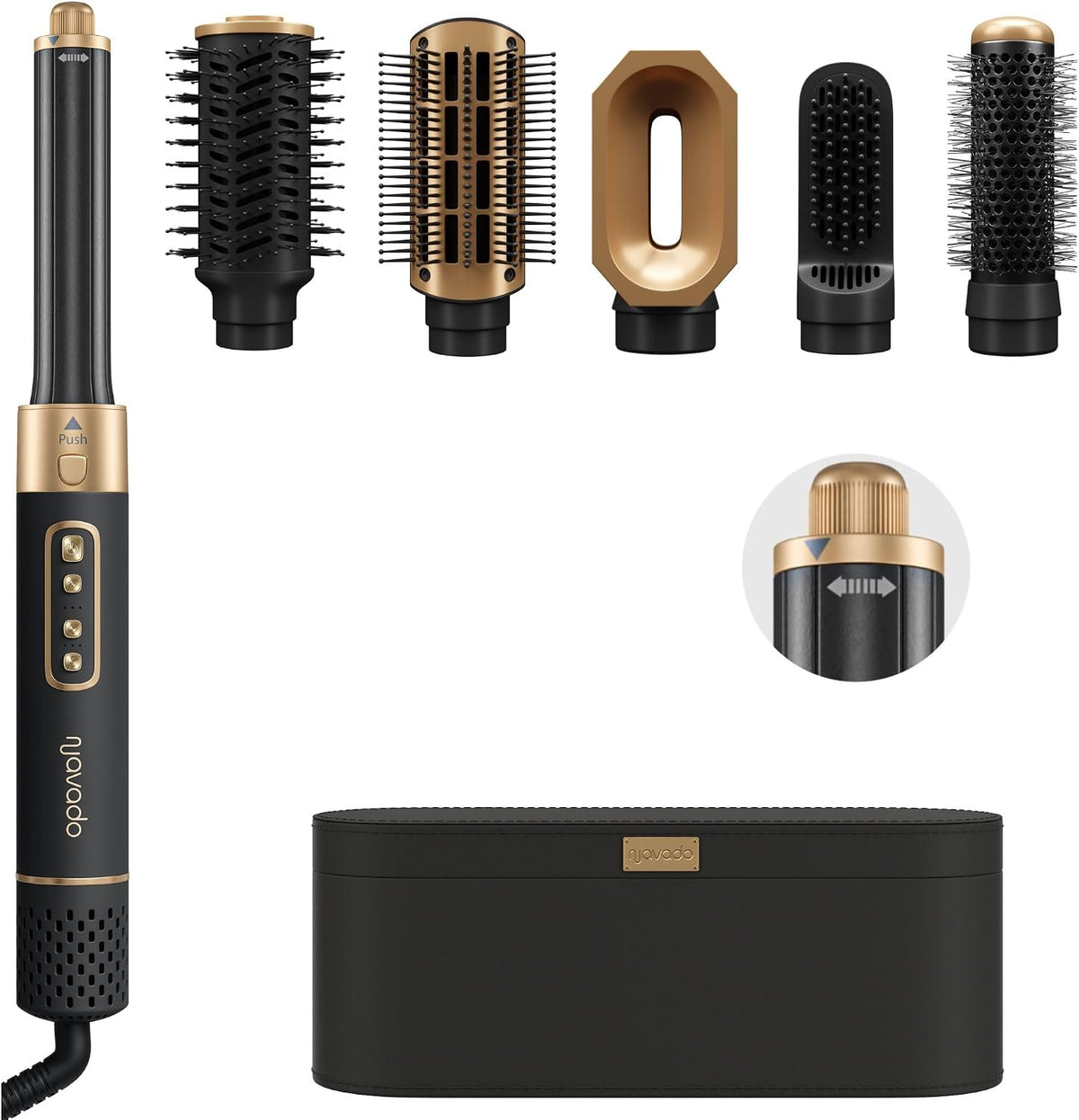 Navado Brosses électriques et soufflantes, Noir, Airstyler Pro - Ensemble de Brosse Sèche-Cheveux Multifonction