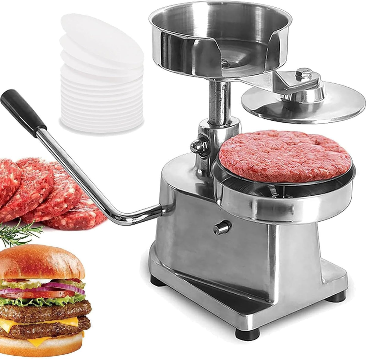 Machine Ustensiles, 10,2 cm, 1,2 cm, Argenté, à hamburger commerciale, outil de formage de viande de cuisine