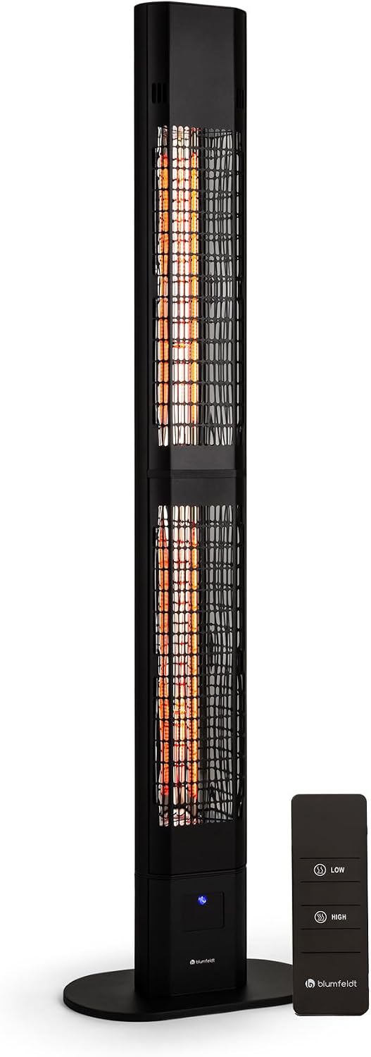 blumfeldt Appareils de chauffage extérieur, 3000 W, Noir, klarstein Heat Guru, radiateur Infrarouge de terrasse