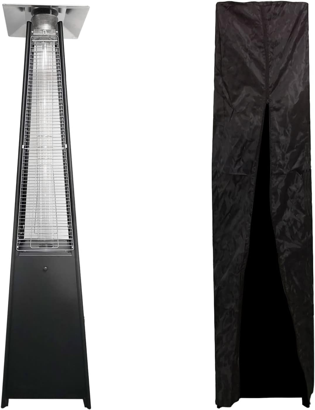 Happy Garden accessoire le repassage, 13 kW, Argenté/Noir, Parasol chauffant au gaz STOCKHOLM en acier noir + housse de protection