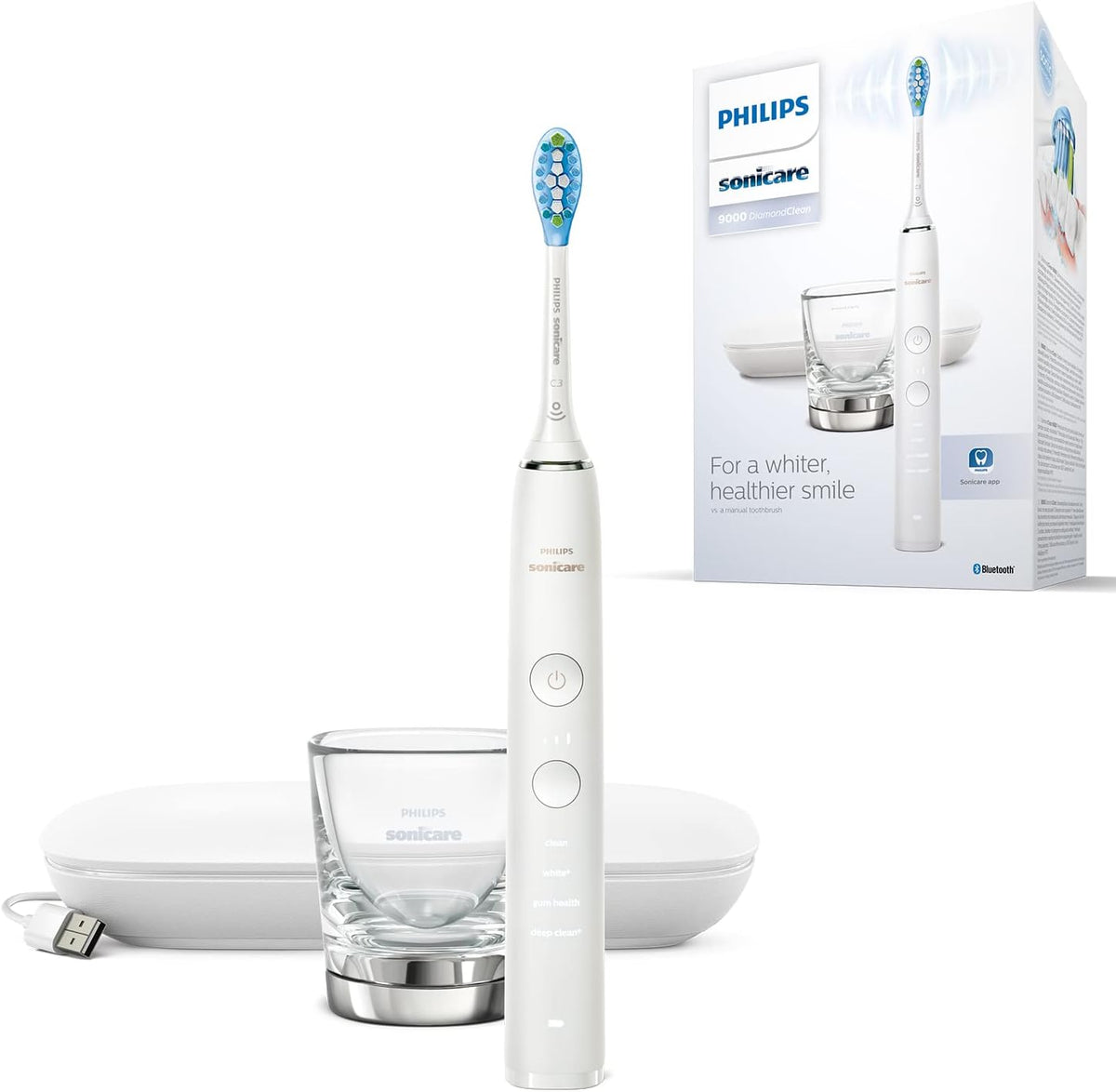 PHILIPS Soniques, Noir, HX9911/27 Sonicare Diamondclean 9000 - Brosse à dents électrique, idéale pour un nettoyage en profondeur