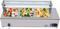 Bazargame Buffets chauffants, 98 x 37 x 21,5 cm., 110 V., acier inoxydable 201 + verre trempé., argenté., plan de travail électrique