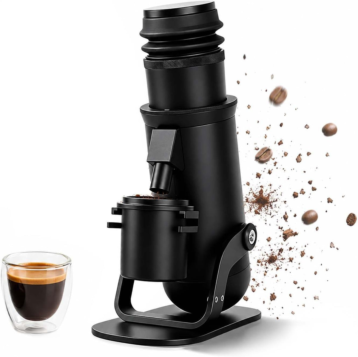 QFGain Moulins électriques à meules, 20 × 10 × 19 cm, 72 W (puissance maximale : 150 W), 48 Mm, Argenté, Moulin à Café Conique en Acier pour la Maison