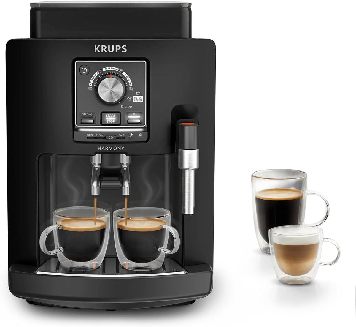 KRUPS machine à café, Noir/Argenté, - Harmony - Machine Espresso Automatique Noire - 4 recettes - 15 bars